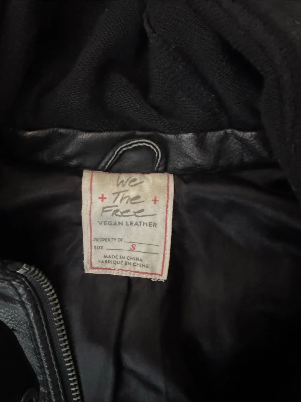Free People Black Vegan Leather Hooded Moto Jacket